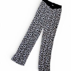 Diane von Furstenberg Knit Floral Pull On Straight Dress Pants Black Beige
